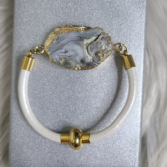 Brand New Bracelet Silver Gold White Goede Stone Magnetic Closure  Stackable Fun - Picture 3 of 5